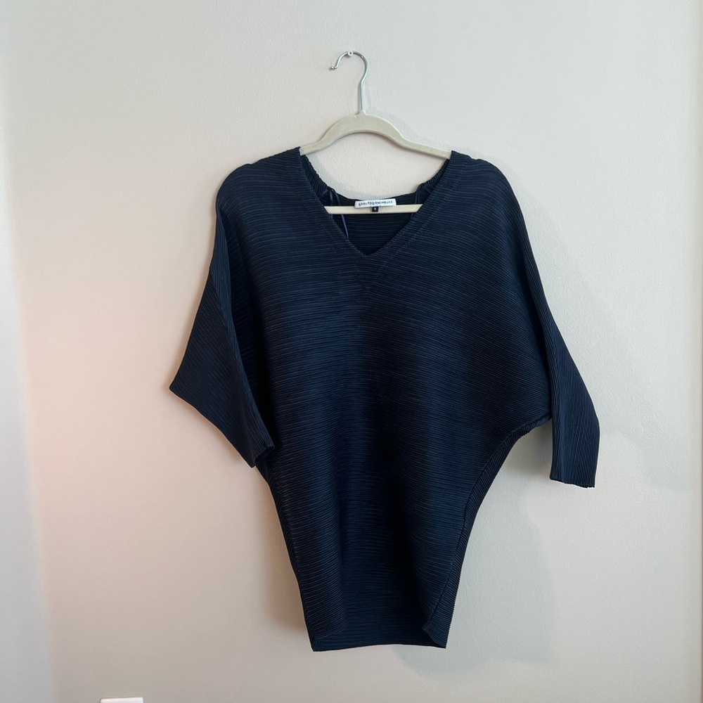 Adolfo Dominguez Navy Textured Knit Top